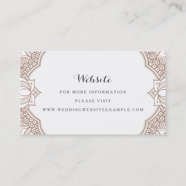 Elegant Mehndi-webbplatskort Visitkort (Baksida)