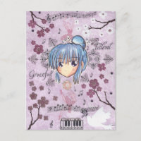 Elegant/Melancholy Ume-Chibi w/kollage bakgrund