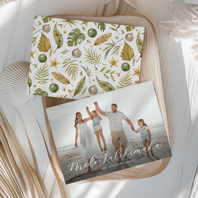 Elegant Mele Kalikimaka Tropical Photo jul Julkort (Skapare uppladdad)