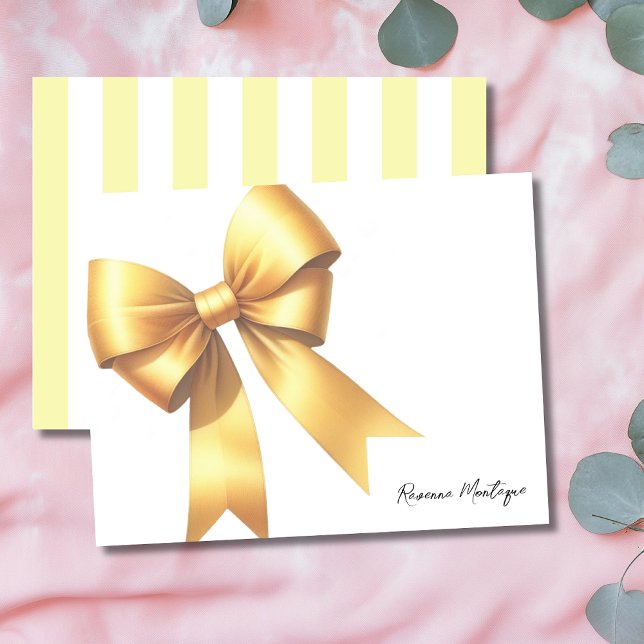 Elegant Mellow Yellow Bow Stationery Note Card Anteckningskort (Skapare uppladdad)
