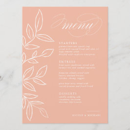 Elegant Melon Rosa Minimalist Löv Bröllop Meny