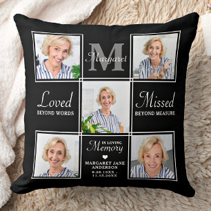 Elegant Memorial 5 Photo Collage Memory Kudde