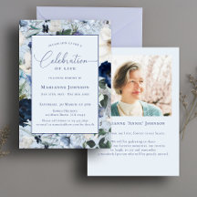 Elegant Memorial Blue Blommigt Firande of Life