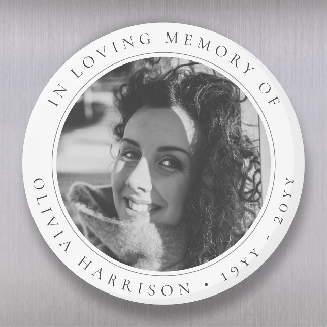 Elegant Memorial | Funeral Favor Black and White Magnet (Skapare uppladdad)