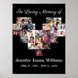 Elegant Memorial Photo collage Funeral Sympathy Poster