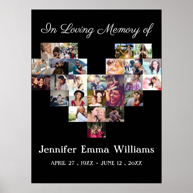 Elegant Memorial Photo collage Funeral Sympathy Poster (Framsidan)