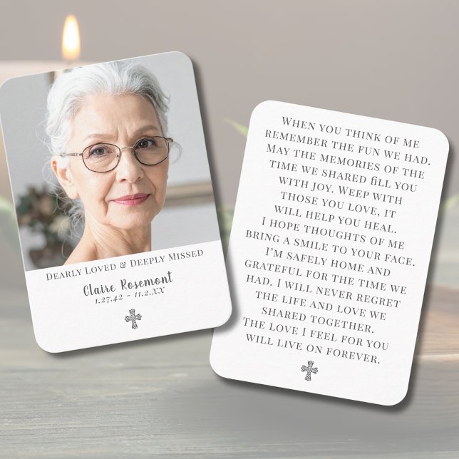 Elegant Memorial Photo Cross Prayer Card Visitkort (Elegant Memorial Photo Cross Prayer Card
)