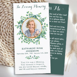 Elegant Memorial Photo Funeral Prayer Card Tack Kort