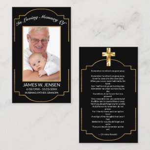 Elegant Memorial Photo Funeral Prayer Card Visitkort