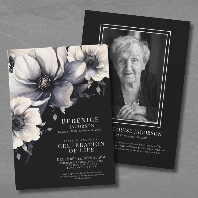 Elegant Memorial Service Firande of Life Inbjudningar (Elegant Memorial Service Celebration Of Life Invitation)