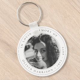 Elegant Memorial Sympathy Tribute Black and White Nyckelring