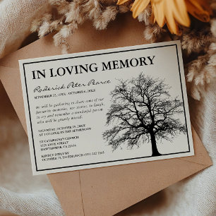 Elegant Memorial Träd Tjänster för begravning Inbjudningar