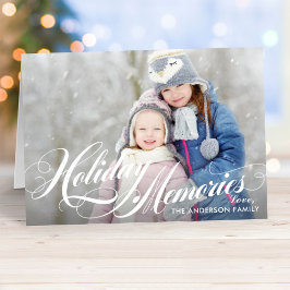 Elegant Memories Calligraphy Script Photo Helgkort