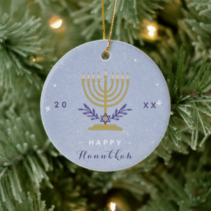Elegant Menorah Lycklig Hanukkah Year Chrismukkah Julgransprydnad Keramik