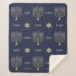 Elegant Menorahs Sherpa Hanukkah Blanket/Medium