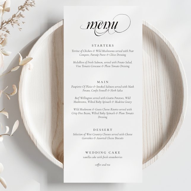 Elegant Menu Calligraphy Bröllop Meny (Skapare uppladdad)