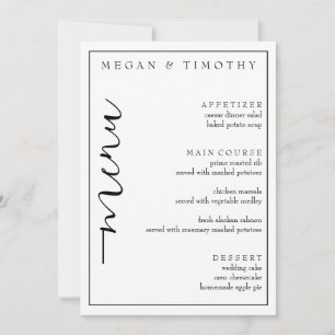 Elegant Menu för Bröllop Inbjudningar