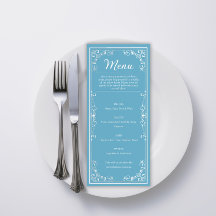 Elegant Menu - Light Blue Butterfly Quinceañera