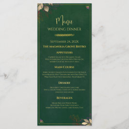 Elegant meny för bröllopsmiddag i smaragdgrönt och