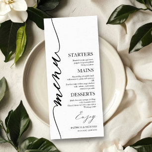 Elegant menykort för brölloppsmiddag 4x9 för tallr meny
