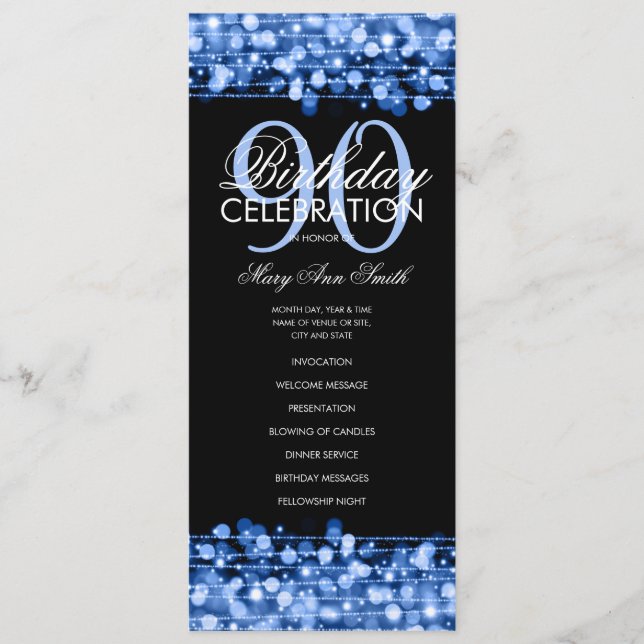 Elegant-menyn för 90:e Födelsedagsfest Program Nav (Framsida)