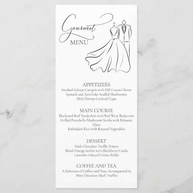 Elegant-menyn för gourmet Bröllop&ttux & Dress Meny (Framsida)