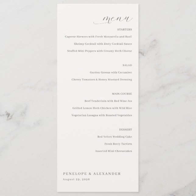 Elegant menytemplate i krämfärg meny (Framsida)