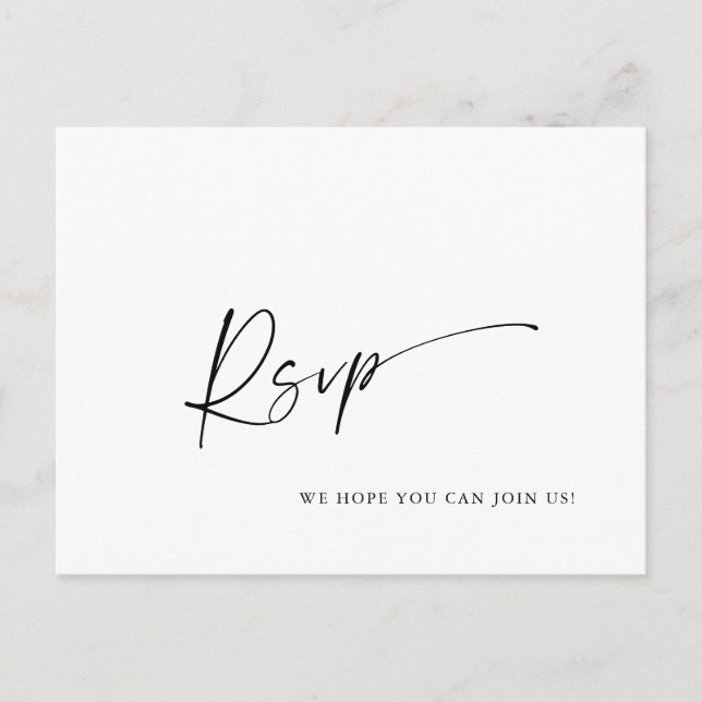 Elegant menyval för kaligraphi Bröllops-svar Vykort (Framsida)