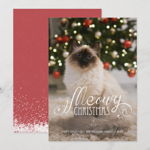 Elegant Meowy-Helgdag-kort för fotopatset Inbjudningar