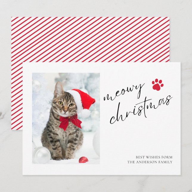 Elegant Meowy jul Kat Fotojul Julkort (Fram/baksida)