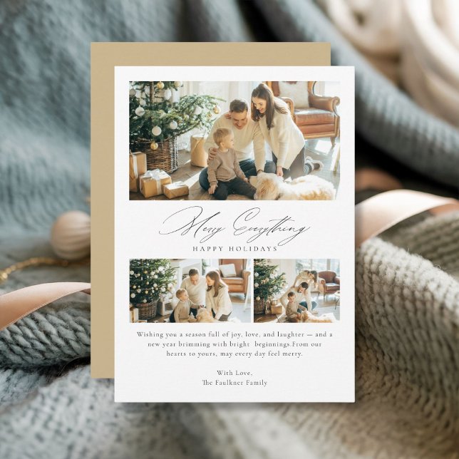 Elegant Merry All 3 Photo Julfamilj Julkort (Skapare uppladdad)