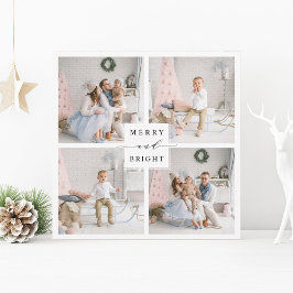 Elegant Merry & Bright 4 Foto Semestervykort Julkort