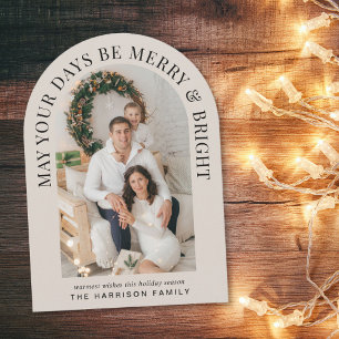 Elegant Merry Bright Arch Photo jul Card Inbjudningar