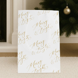 Elegant Merry & Bright Gold Script Christmas