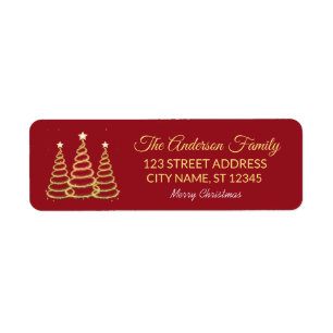 Elegant Merry & Bright Träd Ljus Red and Guld Returadress Etikett