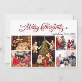 Elegant Merry Christmas 5 photos Holiday Card Julkort