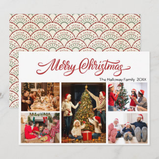 Elegant Merry Christmas 5 photos Holiday Card Julkort