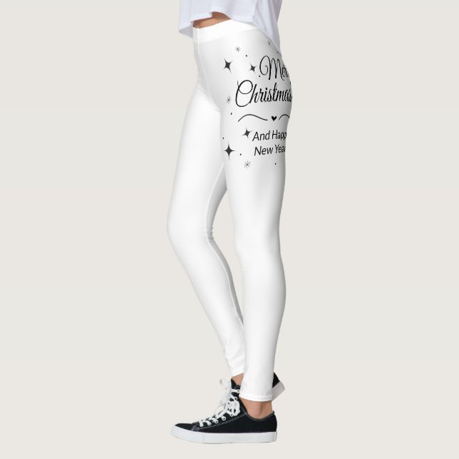 Elegant Merry Christmas and Happy New Year Leggings (Vänster)