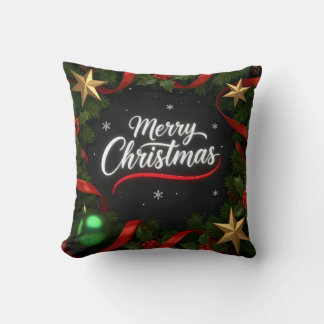 Elegant Merry Christmas Festive Throw Pillow Kudde