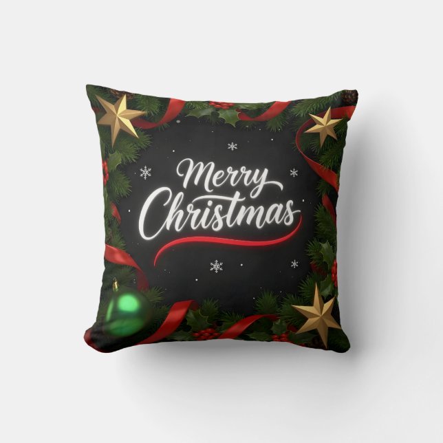 Elegant Merry Christmas Festive Throw Pillow Kudde (Framsida)