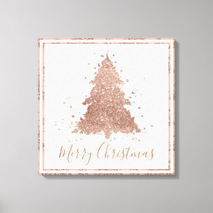 Elegant Merry Christmas   Glam Rose Gold Splatter Canvastryck