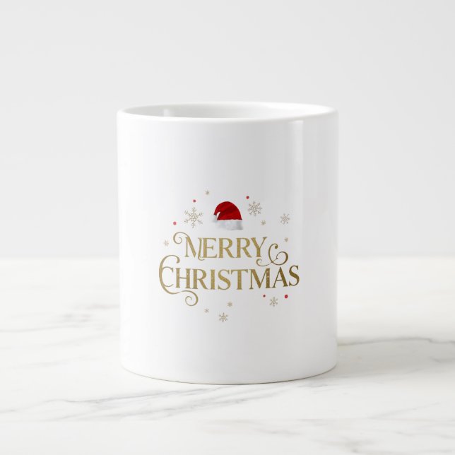 Elegant Merry Christmas Gold & Red Design Jumbo Mugg (Framsidan)