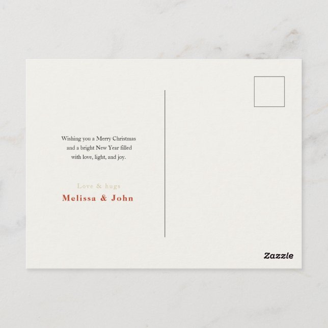 Elegant Merry Christmas Greeting Card Vykort (Baksida)