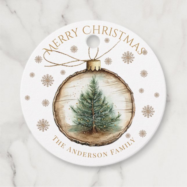 Elegant Merry Christmas Holiday Tree Gåvor Etiketter (Framsida)