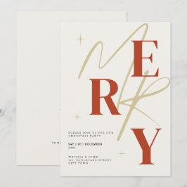 Elegant Merry Christmas Invitation Typography Inbjudningar