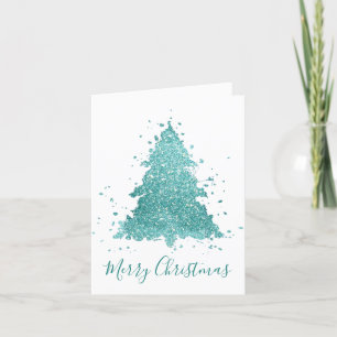 Elegant Merry Christmas Luxe Aqua Teal Splatter Helgkort