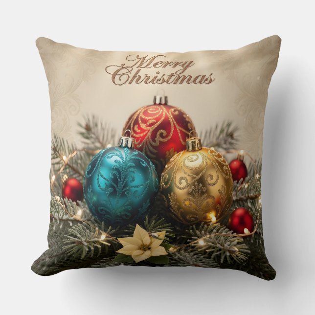 Elegant Merry Christmas Ornament Pillow Kudde (Framsida)
