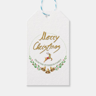 Elegant Merry Christmas Personalized Gift Tag Presentetikett