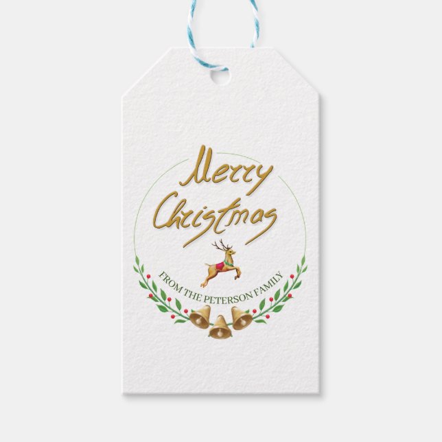 Elegant Merry Christmas Personalized Gift Tag Presentetikett (Framsidan)