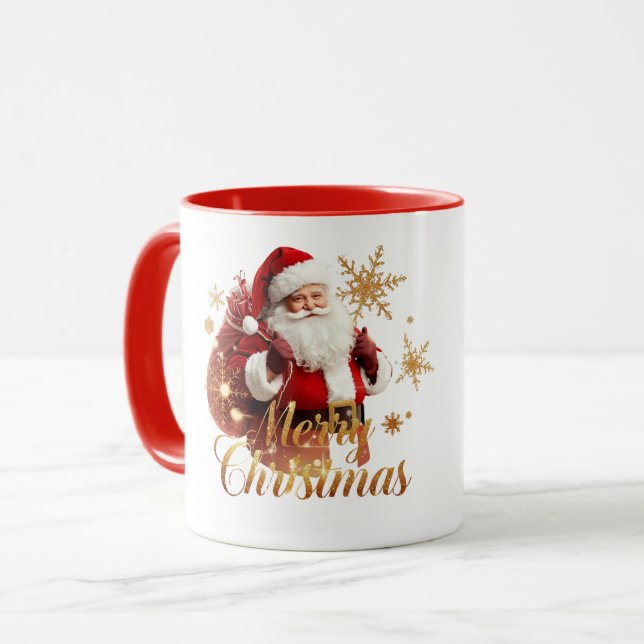 Elegant Merry Christmas Santa Claus Mugg (Framsida vänster)